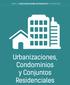 MANUAL DE DE SUBCLASIFICACIONES DE DE PROYECTOS DE DE CONSTRUCCIÓN. Urbanizaciones, Condominios y Conjuntos Residenciales