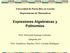 Universidad de Puerto Rico en Arecibo Departamento de Matemáticas Expresiones Algebraicas y Polinomios