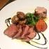 MEAT. Tenderloin tagliata with balsamic sauce and French fries. Veal saltimbocca with basil cream gnocchis
