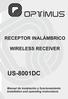 RECEPTOR INALÁMBRICO WIRELESS RECEIVER US-8001DC. Manual de instalación y funcionamiento Installation and operating instructions