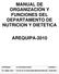 MANUAL DE ORGANIZACIÓN Y FUNCIONES DEL DEPARTAMENTO DE NUTRICION Y DIETETICA AREQUIPA-2010 APROBADO Nº DE RESOLUCION VIGENCIA