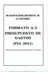 FORMATO A-3 PRESUPUESTO GASTOS (PIA 2011)