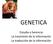 GENETICA. Estudia a herencia La trasmisión de la información La traducción de la información