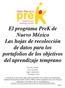 El programa PreK de Nuevo México Las hojas de recolección de datos para los portafolios de los objetivos del aprendizaje temprano