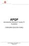 APQP ADVANCED PRODUCT QUALITY PLANING