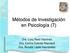 Métodos de Investigación en Psicología (7) Dra. Lucy Reidl Martínez Dra. Corina Cuevas Reynaud Dra. Renata López Hernández