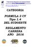 CATEGORIA. FORMULA 3 CV Tipo 1.4 DEL SUDOESTE REGLAMENTO CARRERA AÑO 2016
