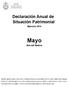 Declaración Anual de Situación Patrimonial Ejercicio 2014 Mayo Dos mil Quince