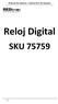 Manual de usuario / Instructivo de usuario. Reloj Digital SKU 75759