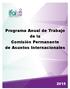 Programa Anual de Trabajo de la Comisión Permanente de Asuntos Internacionales