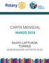 CARTA MENSUAL MARZO 2018 SILVIO LATTUADA TORRES GOBERNADOR DISTRITO 4130