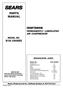 PARTS MANUAL PERMANENTLY LUBRICATED AIR COMPRESSOR MODEL NO SPECIFICATION CHART. Sears, Roebuck and Co., Hoffman Estates, IL U.S.A.