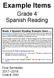 Example Items. Grade 4 Spanish Reading
