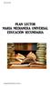 Plan lector ESO. Colegio María Medianera Universal