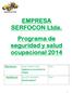 EMPRESA SERFOCON Ltda. Programa de seguridad y salud ocupacional 2014
