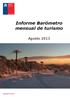 Informe Barómetro mensual de turismo. Agosto 2013