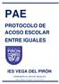 PAE PROTOCOLO DE ACOSO ESCOLAR ENTRE IGUALES IES VEGA DEL PIRÓN CARBONERO EL MAYOR (SEGOVIA) (Última modificación: actualizado 15 de enero de 2016)
