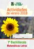 Actividades. de verano º Bachillerato Matemáticas Letras. Nombre y apellidos: