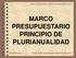 MARCO PRESUPUESTARIO PRINCIPIO DE PLURIANUALIDAD