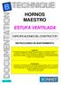 HORNOS MAESTRO ESPECIFICACIONES DEL CONSTRUCTOR INSTRUCCIONES DE MANTENIMIENTO MBS11009NM