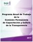 Programa Anual de Trabajo de la Comisión Permanente de Capacitación y Cultura de la Transparencia