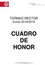 TORNEO RECTOR Curso 2014/2015 CUADRO DE HONOR
