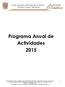 Programa Anual de Actividades 2015