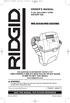 FOR QUESTIONS OR INFORMATION CONTACT US AT RIDGID ( ) from the US and Canada from Mexico
