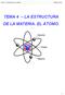 Tema 4 La estructura de la materia TEMA 4 LA ESTRUCTURA DE LA MATERIA. EL ÁTOMO.
